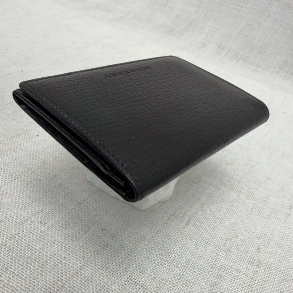 Burberry Black Leather Nova Check Card Case Wallet Slim Bifold COA - Picture 5 of 7